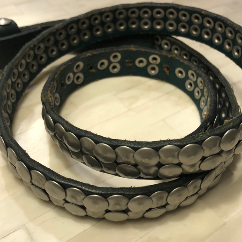 Leather & Metal Belt in Teal